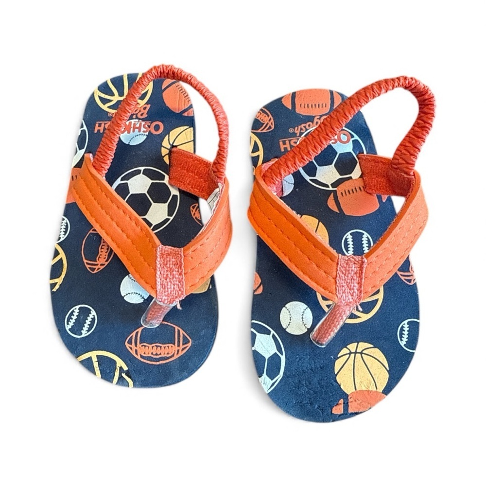 OshKosh B’gosh Boys Sports Print Sandals Orange Blue Size XS (3–4 Years)